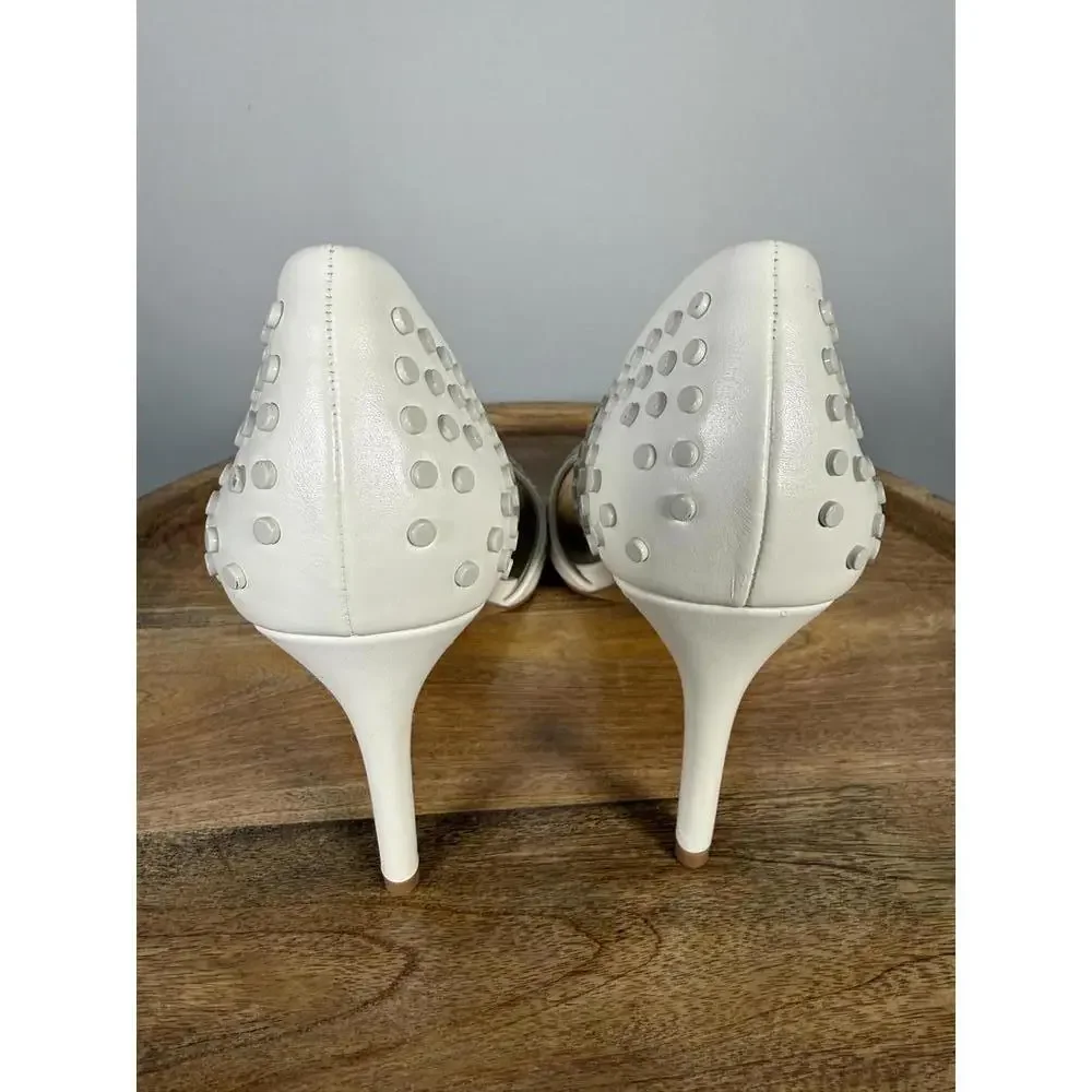 French Connection White Studded Pointed Toe Heels Size US 9.5 NWB - Picture 5 of 12